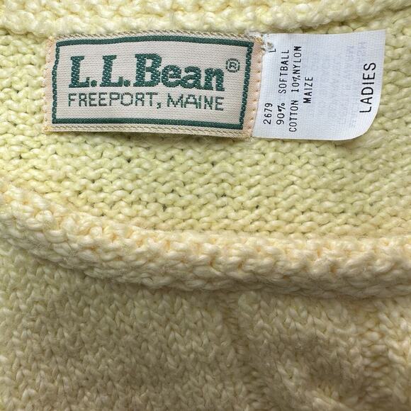 Vintage LL Bean Butter Yellow Knit Top Preppy Old Money New England Coastal Sz L - Picture 5 of 10
